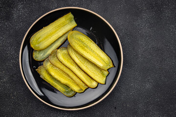 cucumber slice pickled for sandwich vegetable food meal snack on the table copy space food background rustic top view