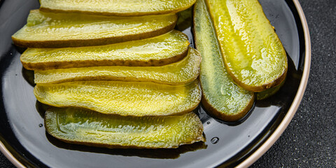 cucumber slice pickled for sandwich vegetable food meal snack on the table copy space food background rustic top view
