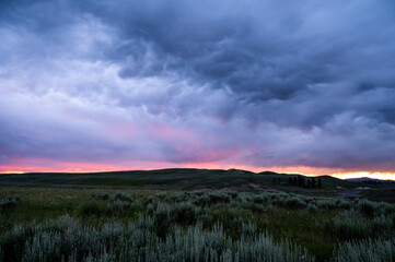 Dramatic Clouds At Sunset Over Hayden Valley