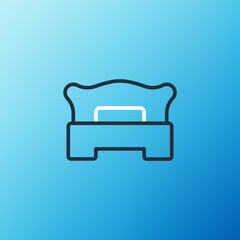 Line Bedroom icon isolated on blue background. Wedding, love, marriage symbol. Bedroom creative icon from honeymoon collection. Colorful outline concept. Vector