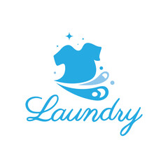 simple creative laundry logo, with the concept of a clothes or clothes washing machine, foam. water drops, logo for washing, clothes deodorizer, badge, company