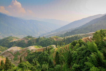 view of the mountains and rice terraces
