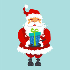 Happy Cheerful Cute Santa Claus bringing a gift in celebration of Christmas Season