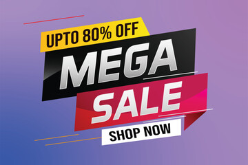 mega sale word concept vector illustration with lines and 3d style, landing page, template, ui, web, mobile app, poster, banner, flyer, background, gift card, coupon, label, wallpaper	