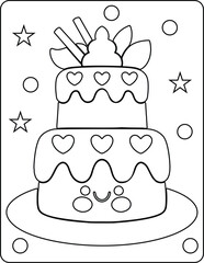 Kawaii Food Coloring Page for Kids
