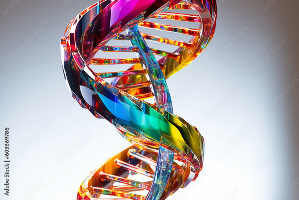 Aufkleber an abstract sculpture of a dna double helix, with smooth curves and intricate twists, inviting viewe