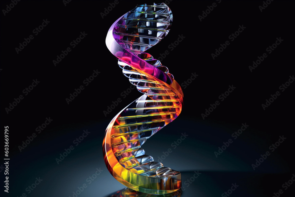 Aufkleber an abstract sculpture of a dna double helix, with smooth curves and intricate twists, inviting viewe