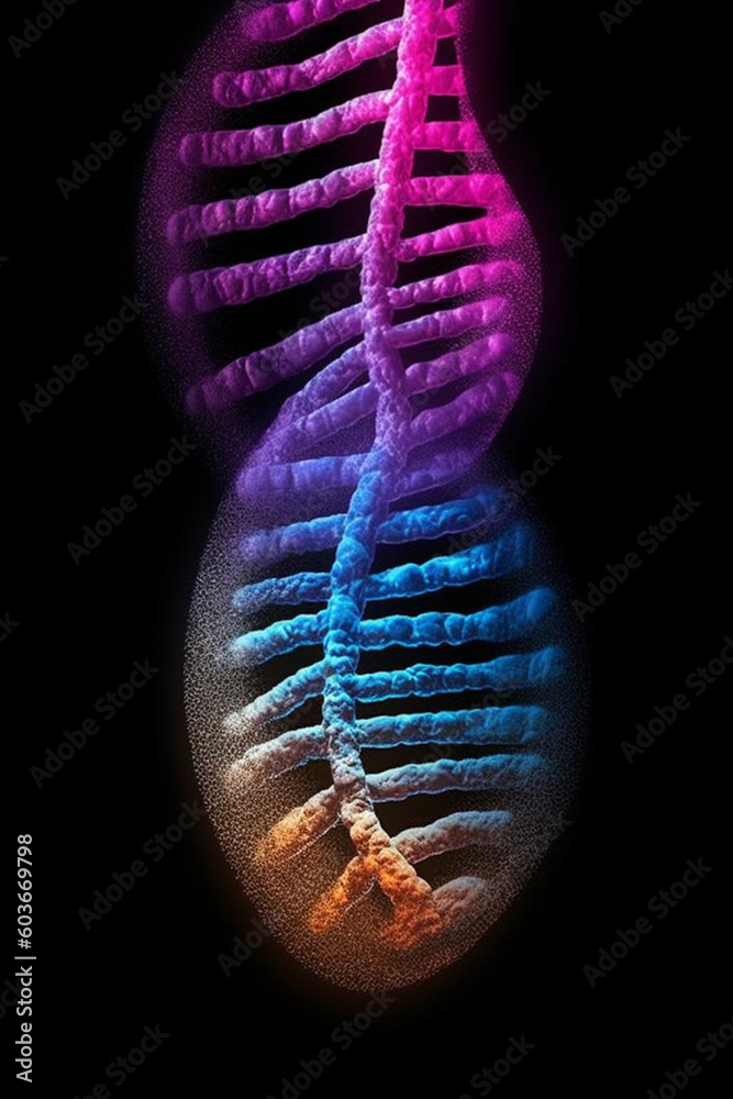 Poster  A composite image combining a DNA molecule and a human fingerprint, symbolizing the individuality Generative AI technology.
