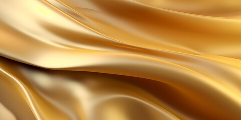 Gold silk satin background, elegant wavy fold by generative AI tools