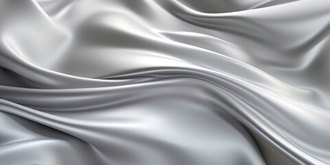Platinum silk satin background, elegant wavy fold by generative AI tools - obrazy, fototapety, plakaty