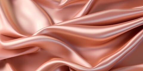 Rose gold silk satin background, elegant wavy fold by generative AI tools