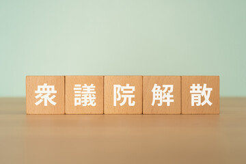 衆議院解散と書かれたブロック