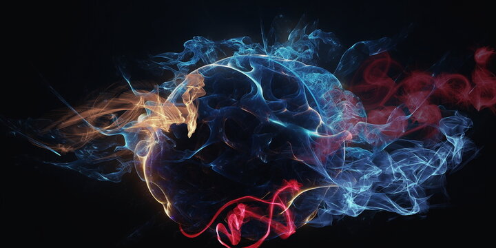 abstract human body head shape anatomy with artery brain nervous system electrogram and soul energy wave illustration ,generated ai