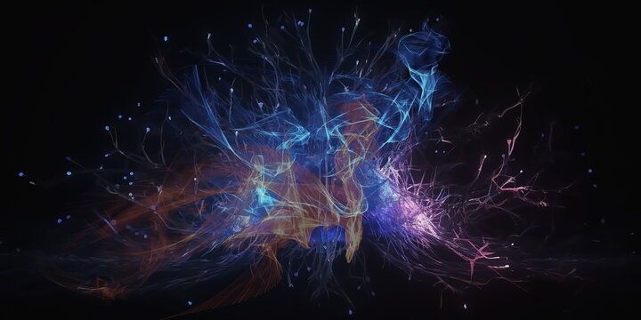 abstract human body head shape anatomy with artery brain nervous system electrogram and soul energy wave illustration ,generated ai