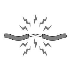 Short circuit. Vector flat outline icon illustration isolated on white background.