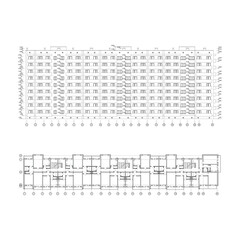Vector architectural project of a multistory building facade