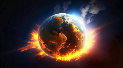 Planet earth doomsday exploding, Generative AI