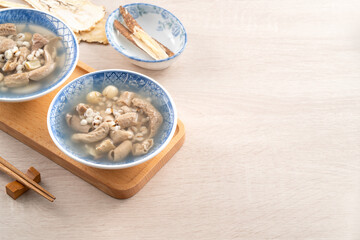 Four Tonics Soup. Delicious traditional Chinese herb flavor food.