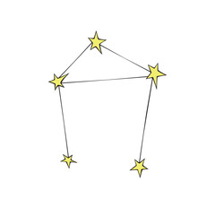 Vector the constellation of libra in doodle flat style. Abstract zodiac sign. Simple color design element, clip art