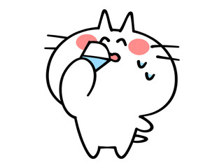 熱中症対策に水分補給をするにゃんこイラスト素材
