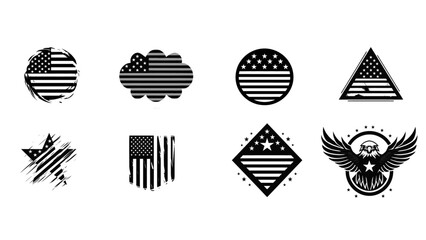 illustration american flag of a icon set