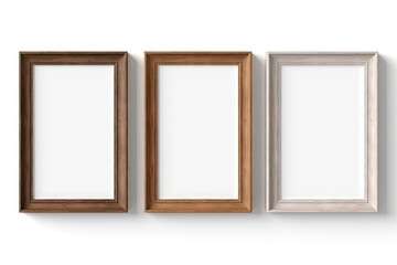 Vintage Brown Wooden Frame Isolated on white Background. Generative AI illustrations.