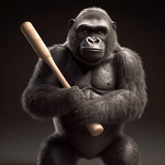 Obraz premium Gorilla character holding a bat