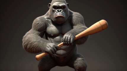 Gorilla character holding a bat
