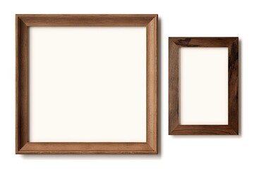 Vintage Brown Wooden Frame Isolated on white Background. Generative AI illustrations.