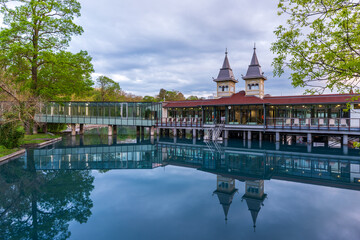 The buildings of the Hévíz Lake Spa, Hungary