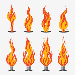 Vector cartoon fire flames flat collection