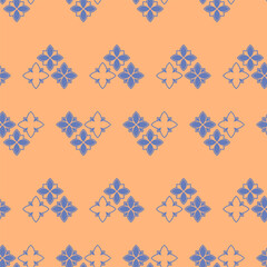 Vector. Seamless mediterranean geometric pattern in patchwork style. Talavera template. Portuguese Azulejo. Turkish decoration. Moroccan mosaic. Spanish porcelain. Ceramic dishes, folk ornament.