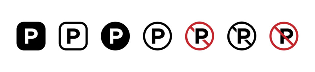 Parking vector signs set. Parking- and unpacking vector icons