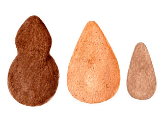 Watercolor make up set, various sponges isolated on white background. Elements for various beauty products, etc.