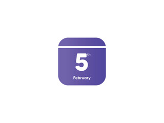 5th February calendar date month icon with gradient color, flat design style vector illustration
