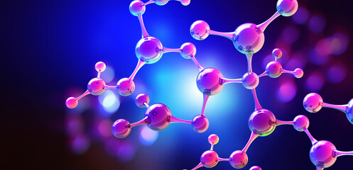 Science and laboratory research. Medical background with molecules and atoms 3D illustration