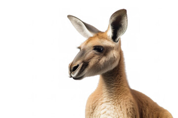 Image of a kangaroo on white background. Wildlife Animals. Illustration. Generative AI.