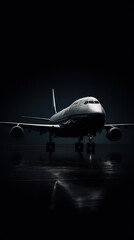 Ai generated illustration view of airplane on the runway at night