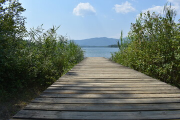 footbridge / jetty into lake