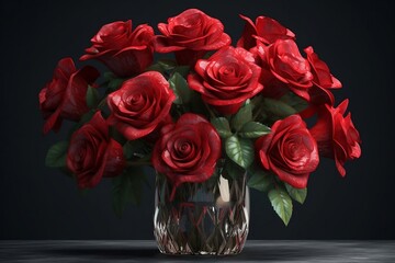 bouquet of roses in a vase. 