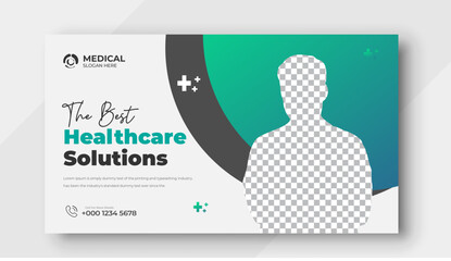 Creative medical healthcare YouTube thumbnail and web banner template	