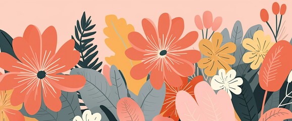 flowers and foliage colorful pattern spring summer background