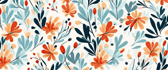 Fototapeta na wymiar flowers and foliage colorful pattern spring summer background