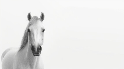 Fototapeta na wymiar Minimalistic white background with white horse