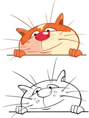 Vector Illustration of a Cute Cat . Cartoon Character. Coloring Book