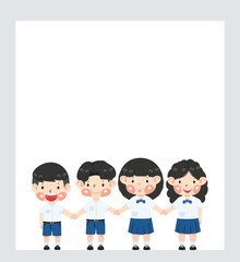 Kid students Friends Hold Hands background