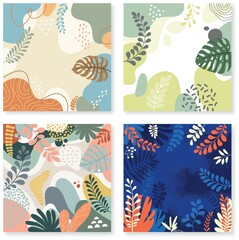 Set background with beautiful.background for design. Colorful background with tropical plants.