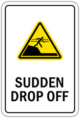 Beach safety warning sign and labels sudden drop off © middlenoodle