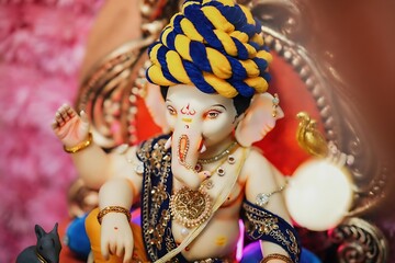 Happy Ganesh Chaturthi, Lord Ganesha Idol Black background, Ganesh pooja, 