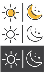 The sun and moon with stars.